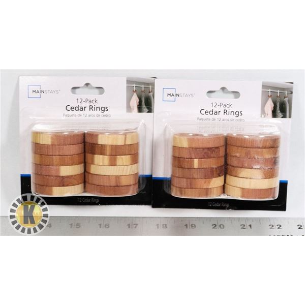 TWO NEW 12 PACKS OF CEDAR RINGS FOR CLOTHES