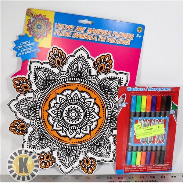 NEW VELVET MANDALA ORANGE FLOWER WITH FELTS
