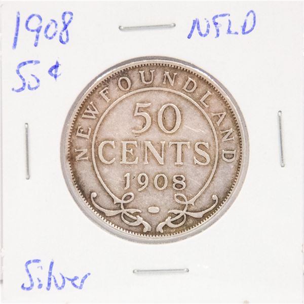 1908 SILVER NEWFOUNDLAND 50 CENT COIN