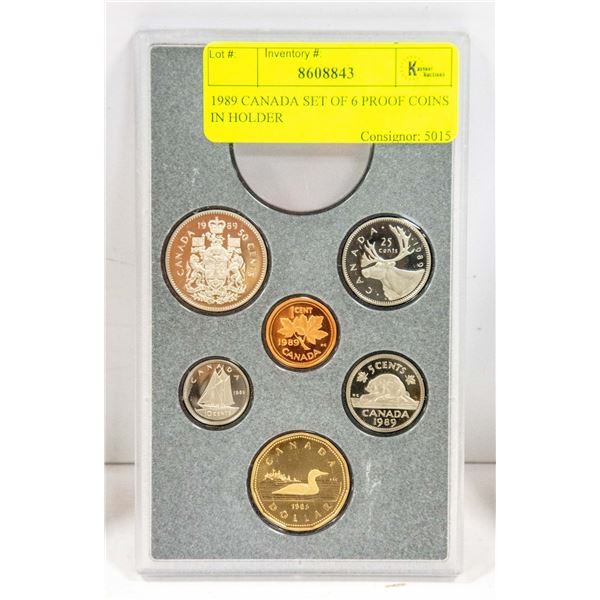 1989 CANADA SET OF 6 PROOF COINS IN HOLDER