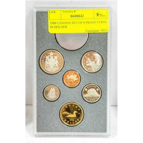 1988 CANADA SET OF 6 PROOF COINS IN HOLDER