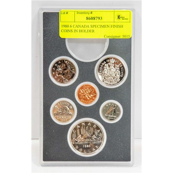 1980 6 CANADA SPECIMEN FINISH COINS IN HOLDER