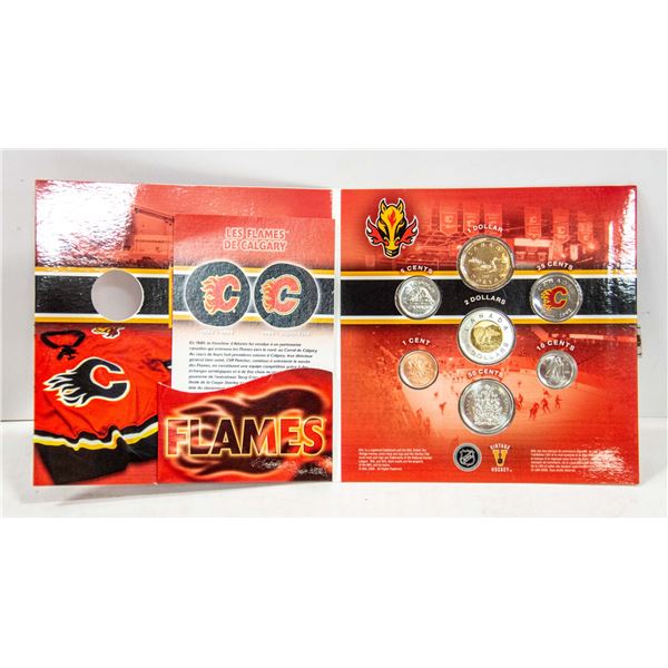 2007 CANADA 7 COIN CALGARY FLAMES 25C UNC. COIN SE