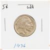 Image 1 : 1936S USA BUFFALO INDIAN HEAD NICKEL COIN