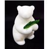 Image 1 : SOAPSTONE BABY POLAR BEAR CUB WITH JADE FISH