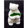 Image 2 : SOAPSTONE BABY POLAR BEAR CUB WITH JADE FISH