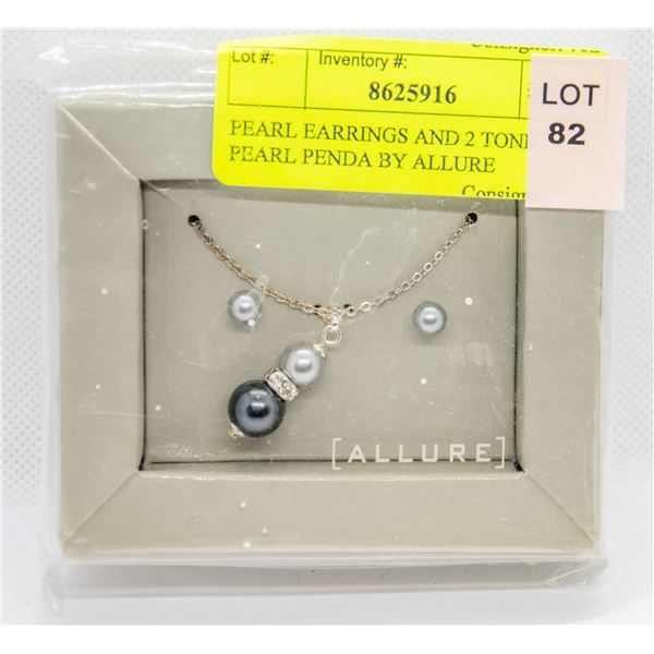 PEARL EARRINGS AND 2 TONE PEARL PENDA BY ALLURE