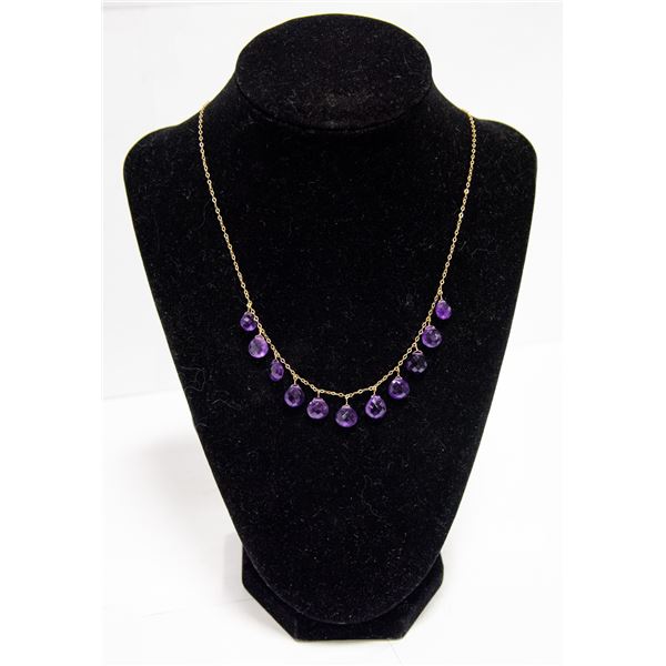 10KT YELLOW GOLD AMETHYST NECKLACE