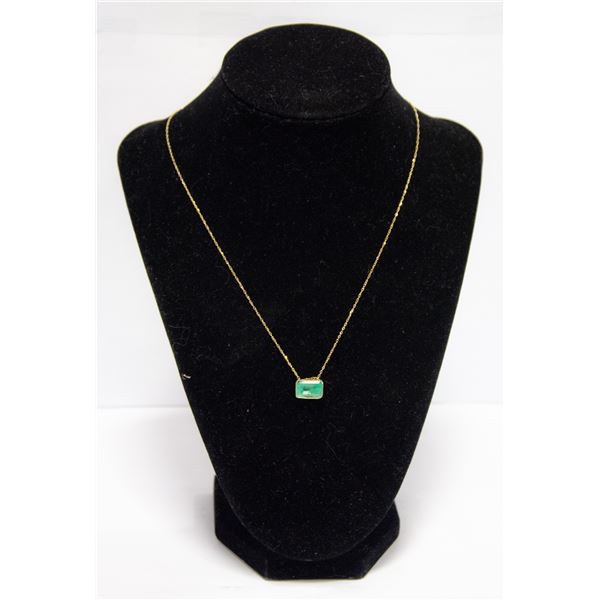 14KT YELLOW GOLD GREEN EMERALD NECKLACE