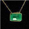 Image 2 : 14KT YELLOW GOLD GREEN EMERALD NECKLACE