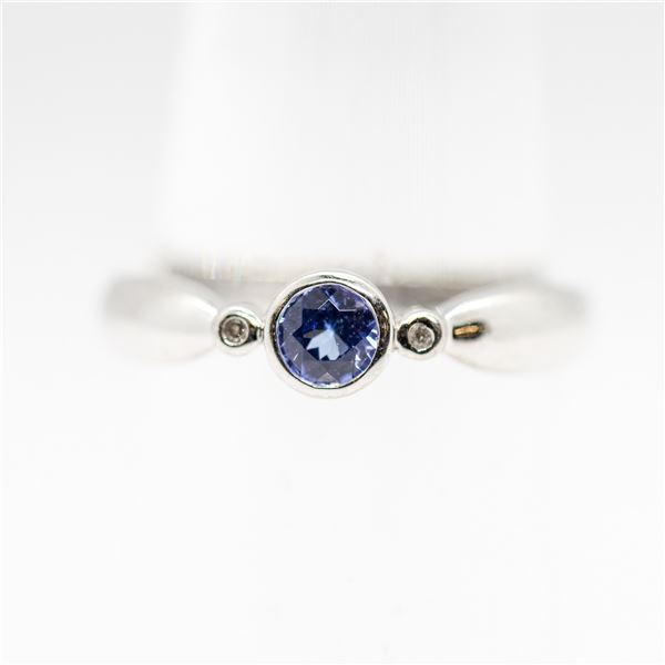 10KT WHITE GOLD TANZANITE AND DIAMOND RING