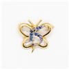 Image 1 : 10KT YELLOW AND WHITE GOLD BLUE SAPPHIRE BROOCH
