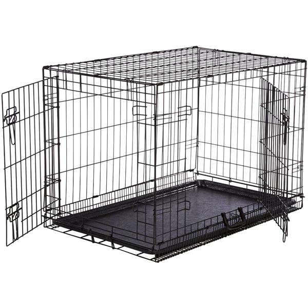 NEW - AMAZON BASICS DOUBLE DOOR METAL DOG CRATE