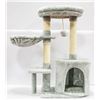 Image 1 : NEWLY ASSEMBLED GREY CAT CONDO WITH SCRATCH POSTS
