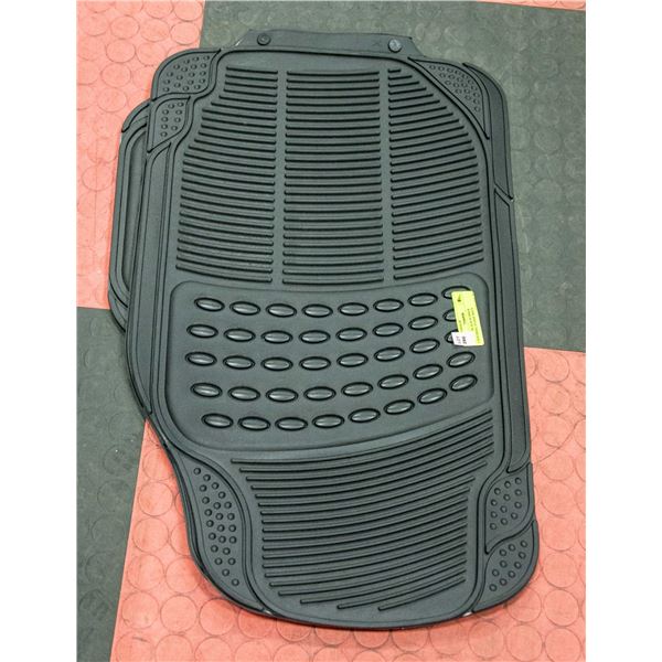 SET OF 4 BLACK RUBBER UNIVERSAL FLOOR MATS