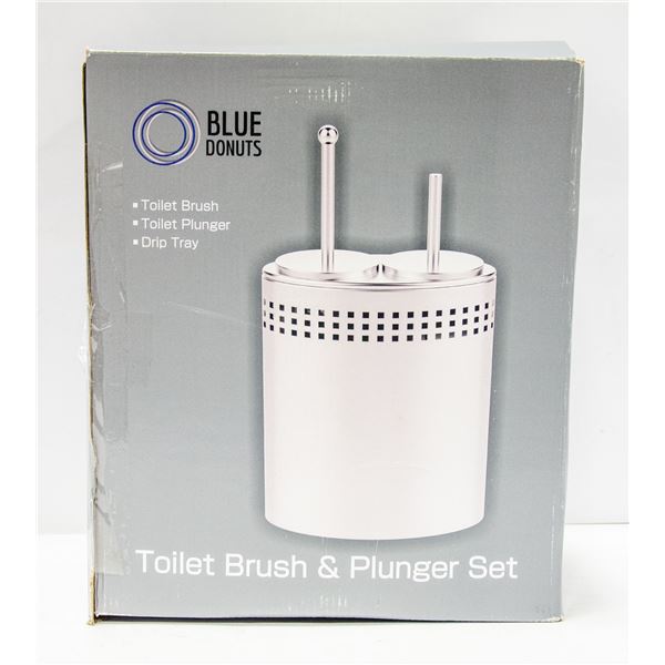 CHROME FINISH METAL TOILET BRUSH AND PLUNGER