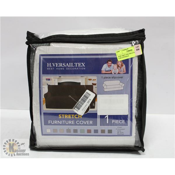 NEW GREY ONE PIECE SLIP COVER FOR LOVESEAT