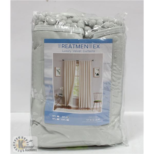 NEW POM VELVET CURTAIN, GREY, 84" LENGTH