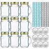 Image 1 : NEW - SET OF 9 DRINKING MASON JARS, 16OZ, WITH LID