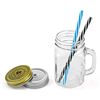 Image 2 : NEW - SET OF 9 DRINKING MASON JARS, 16OZ, WITH LID