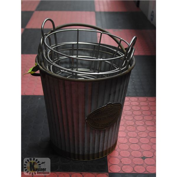 LOT OF METAL BUCKETS - USED AS DECOR PIECES
