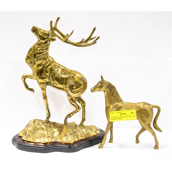 BRASS ELK APPROX 14" TALL + BRASS HORSE