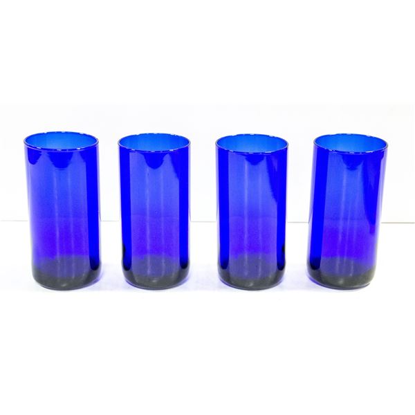 4 COBALT BLUE DRINKING GLASSES