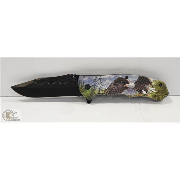 8" TOTAL LENGTH FOLDING EAGLE THEMED POCKET KNIFE