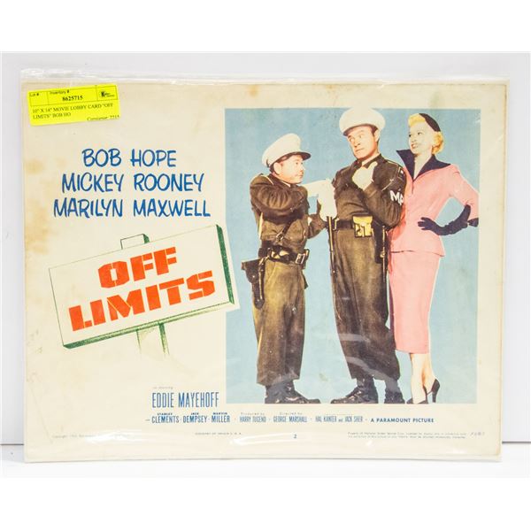 10" X 14" MOVIE LOBBY CARD "OFF LIMITS" BOB HOPE