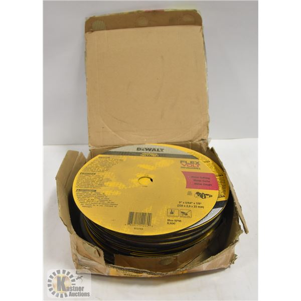 BOX WITH 37 DEWALT 9" X 5/64" X 7/8" METAL CUTTING