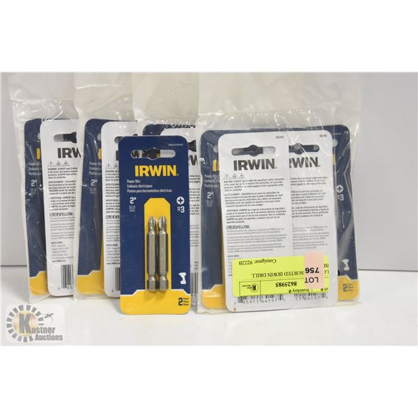 LOT OF ASSORTED IRWIN DRILL BITS