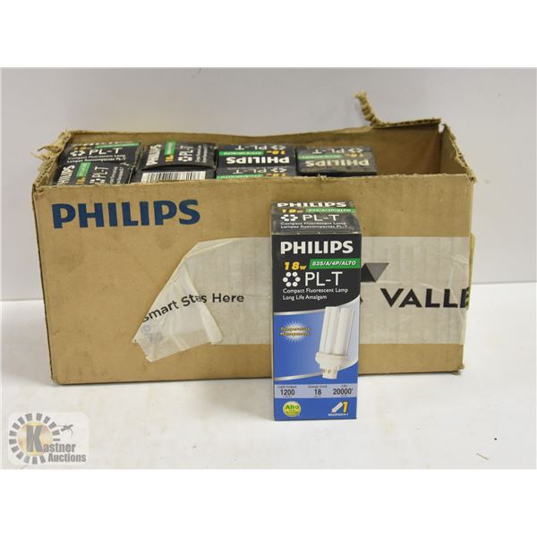 BOX OF 8 PHILIPS PL-T 18W FLUORESCENT LAMPS