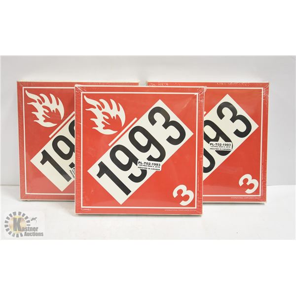 LOT OF 3 X 100PKG FLAMMABLE HAZARD SIGNS 1993