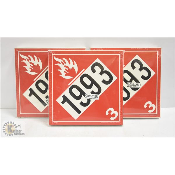 LOT OF 3 X 100PKG FLAMMABLE HAZARD SIGNS 1993