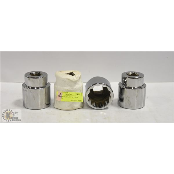 LOT OF 4 WILLIAMS 1" 12 POINT SOCKETS