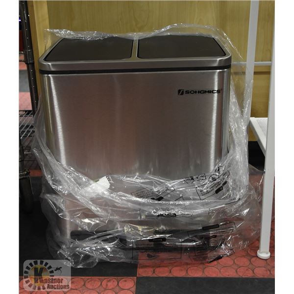NEW DOUBLE SIDED STAINLESS STEEL BODY TRASH CAN