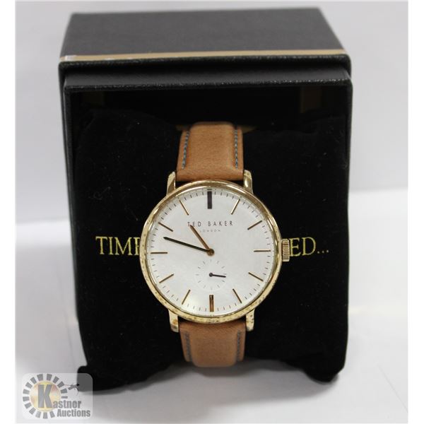 TED BAKER MEN'S WATCH W/ LEATHER BAND, AUTHENTIC