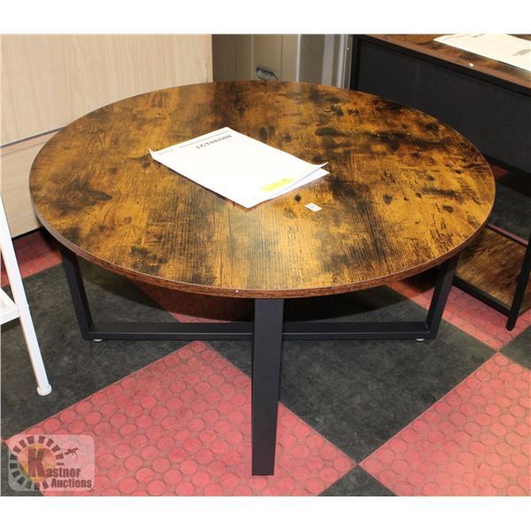 NEWLY ASSEMBLED RUSTIC BROWN COFFEE TABLE WITH