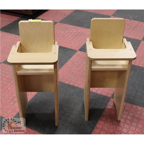 NEWLY ASSEMBLED SET OF 2 BABY DOLL HIGH CHAIRS