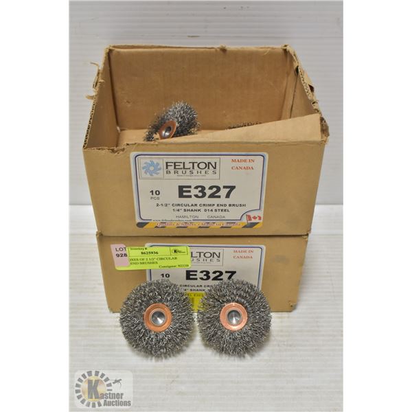 1 1/2 BOXES OF 2 1/2" CIRCULAR CRIMP END BRUSHES
