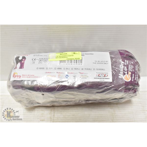 12 PAIRS OF MAXIDRY LIQUID RESISTANT GAUNTLET