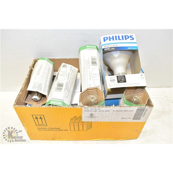 LOT OF VARIOUS PHILIPS LIGHT BULBS
