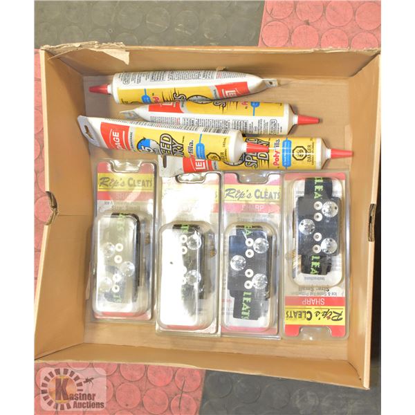 RIP'S CLEATS SIZE SMALL + LEPAGE SPACKLING 15 MIN