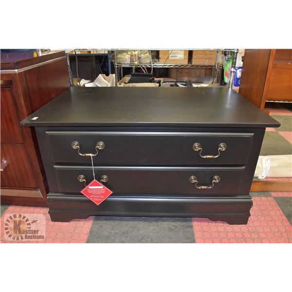 NEW BLACK WOOD 2 DRAWER CABINET