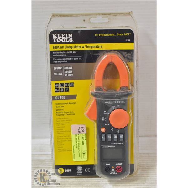 NEW KLEIN TOOLS 600A AC CLAMP METER W/TEMPERATURE