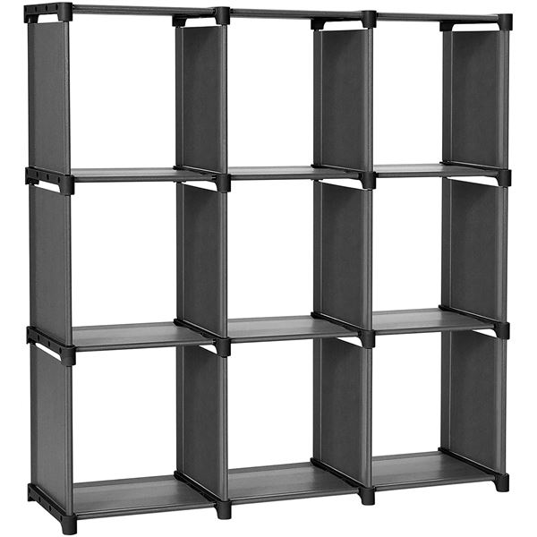 NEW REPACKAGED 9 BOX STORAGE SHELF, BLACK