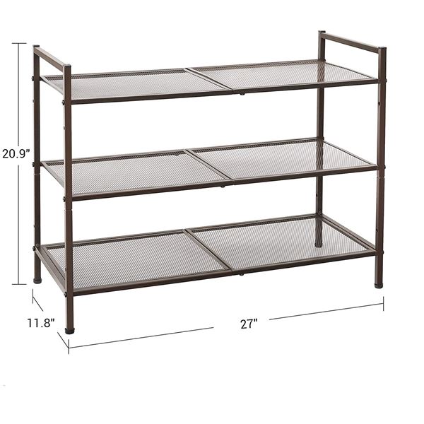 NEW REPACKAGED 3 TIER SHOE METAL SHOE RACK, BROWN