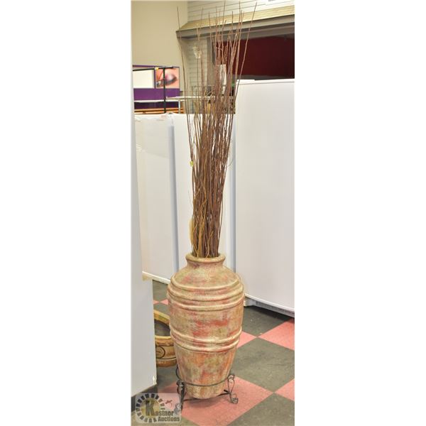 LARGE PLANTER WITH STAND + WICKER DECOR