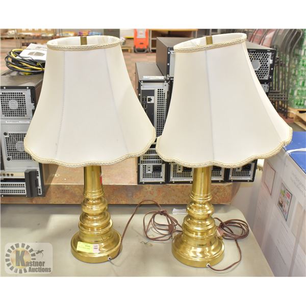 PAIR OF BRASS LAMPS APPROX 24" TALL