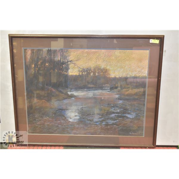 FRAMED ARTIST SIGNED WALL ART APPROX 38" X 48"